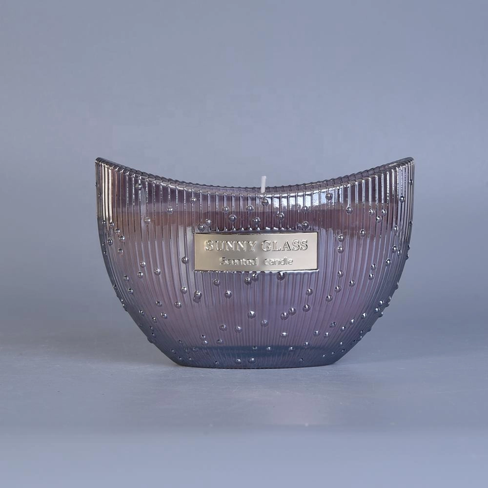 Sunny new design colorful boat shaped glass candle holders