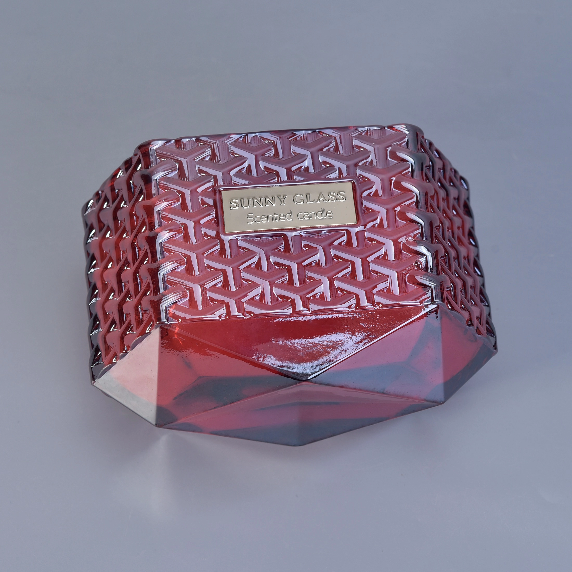 6oz 8oz 10oz Wholesales geometric scented tealight glass candle jar