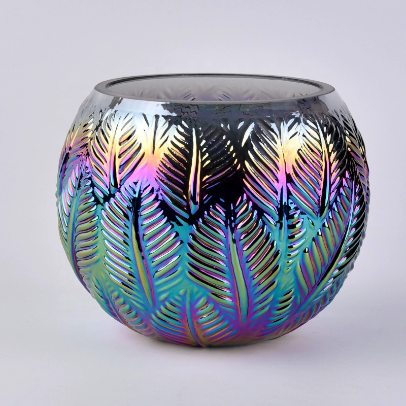 Sunny lotus electroplated glass candle container bulk