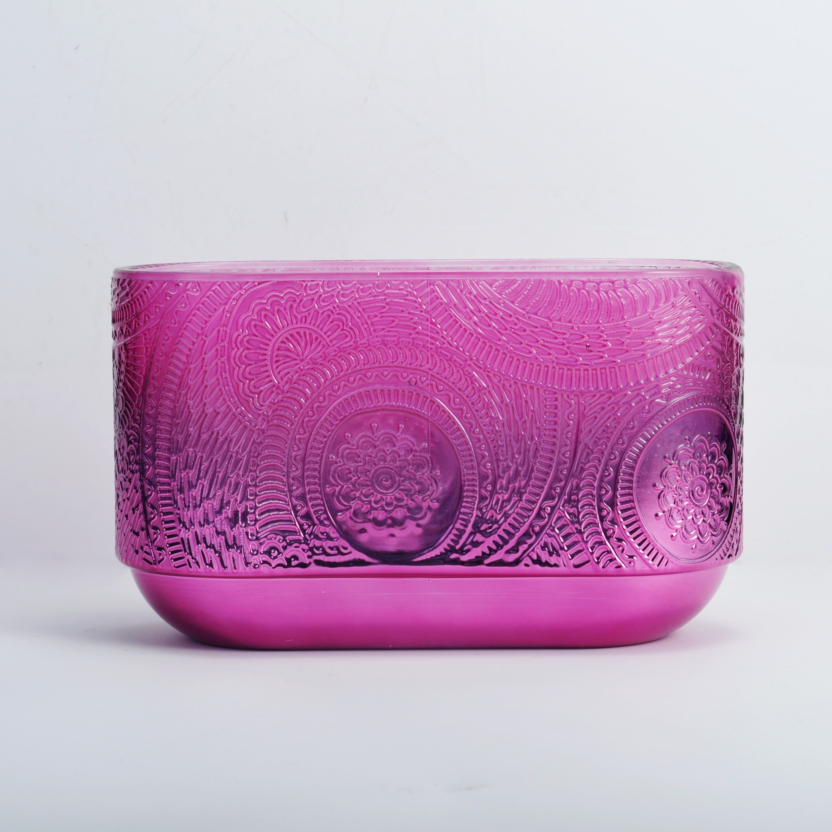 10oz chinese luxury pink glass candle jar with wooden lid