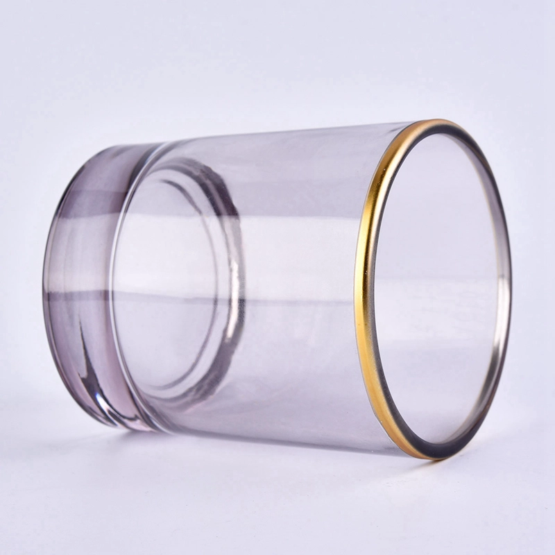 decorative gold rim glass candle jar