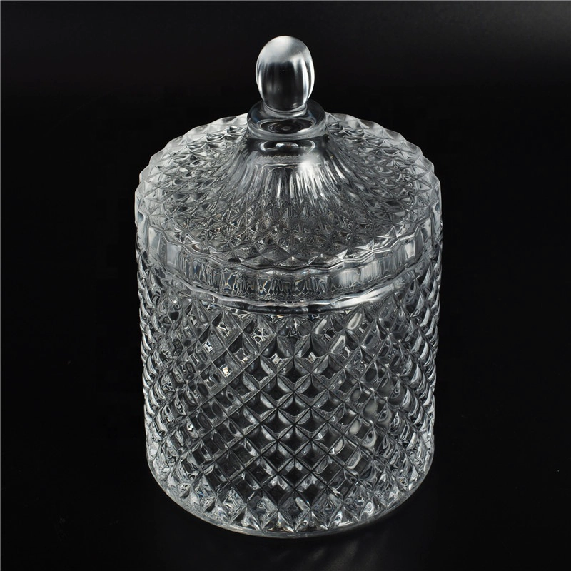 Luxury geo glass candle holder with crystal lid