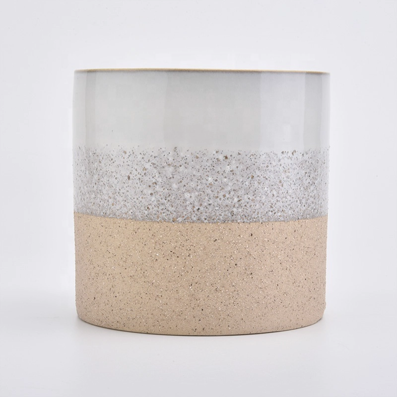 17oz Colorful Sand Effect Ceramic Candle Holders Candlestick for Home Decor
