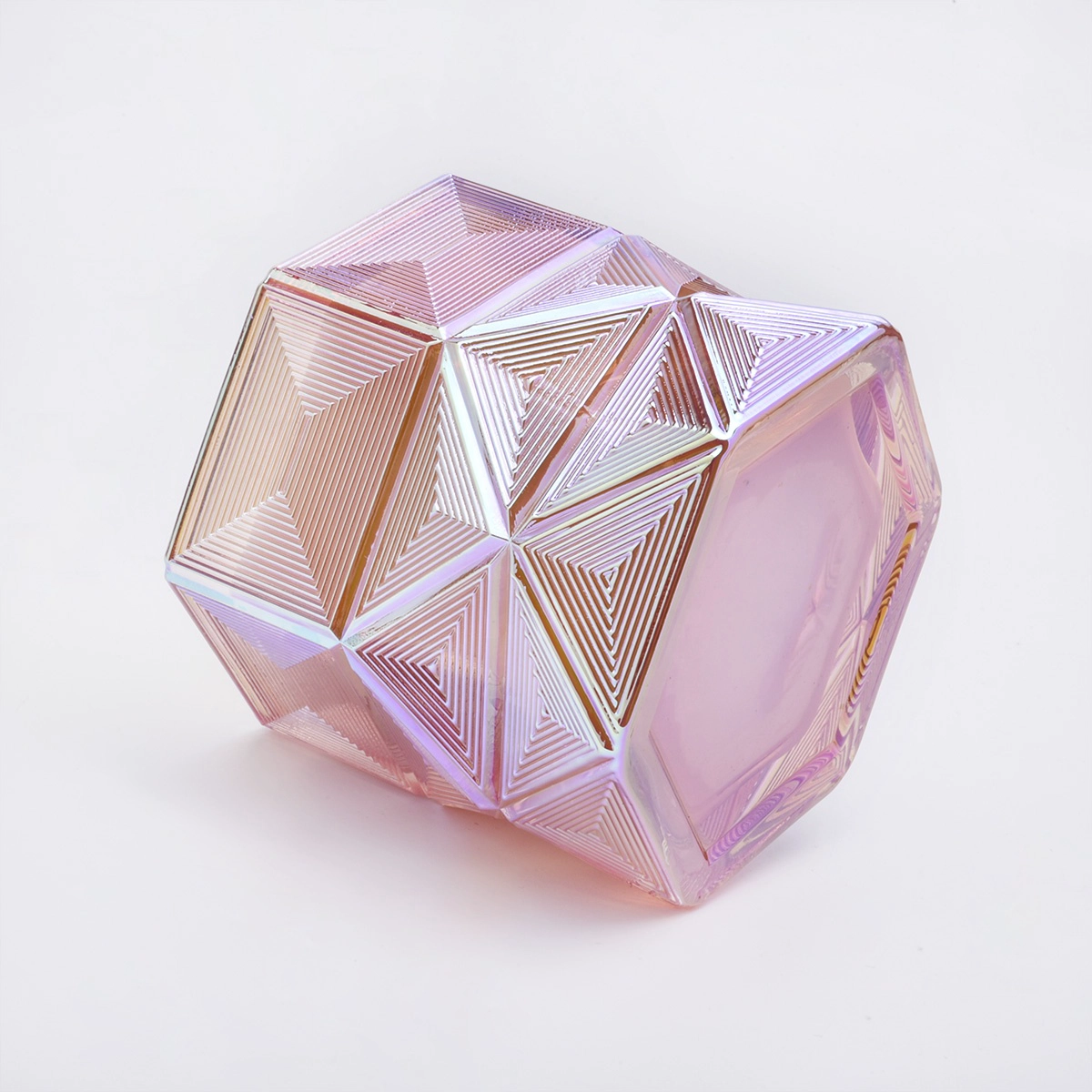 Sunny wedding decoration pink Hexagon luxury glass candle holders