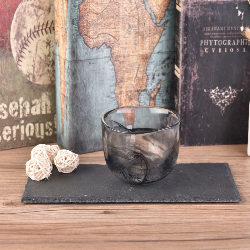 Hurricane black glass candle holders table use