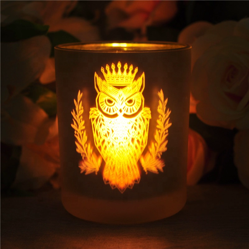 Custom crystal matte glass candle container