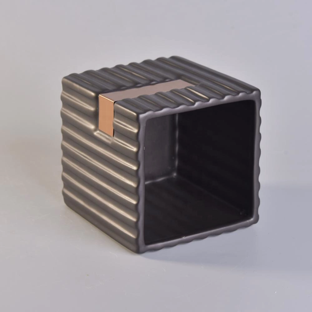 Sunny design square black luxury ceramic candle holders wholesale