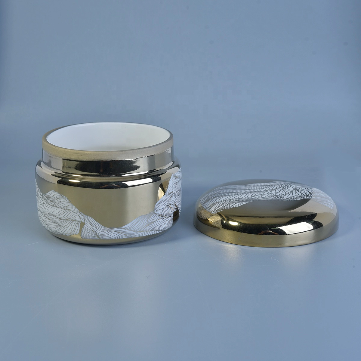 Sunny new design gold scented ceramic candle holders with lids