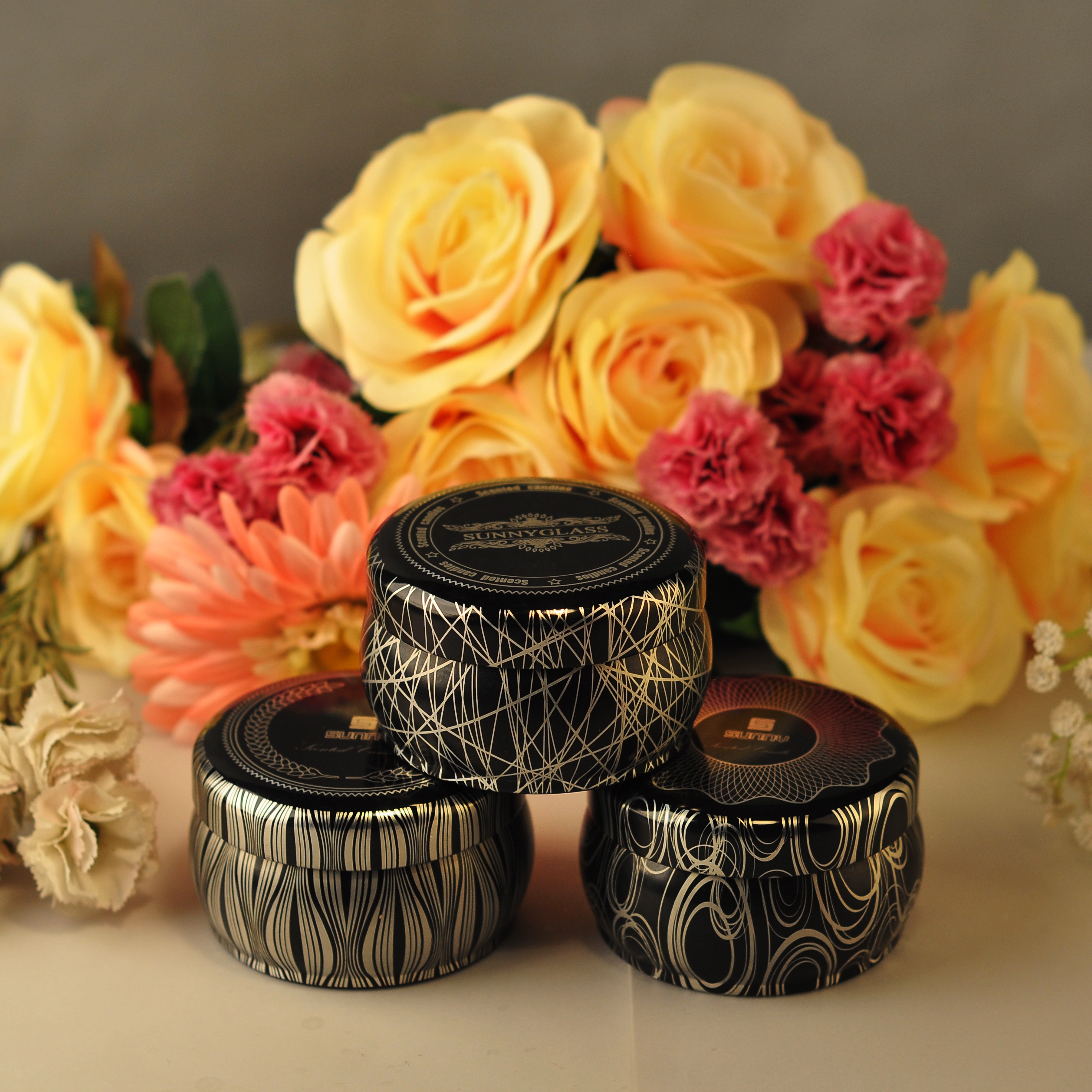 26+years brand cooperation home decoration metal candle tin with lids 10oz