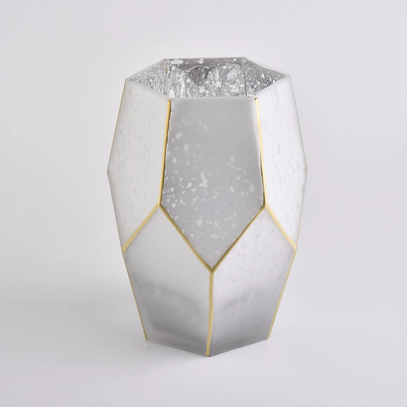 pentagon metallic glass holders for candles