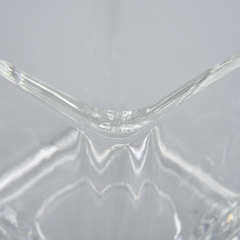 16oz square hotel decoration high-white transparent glass candle holder