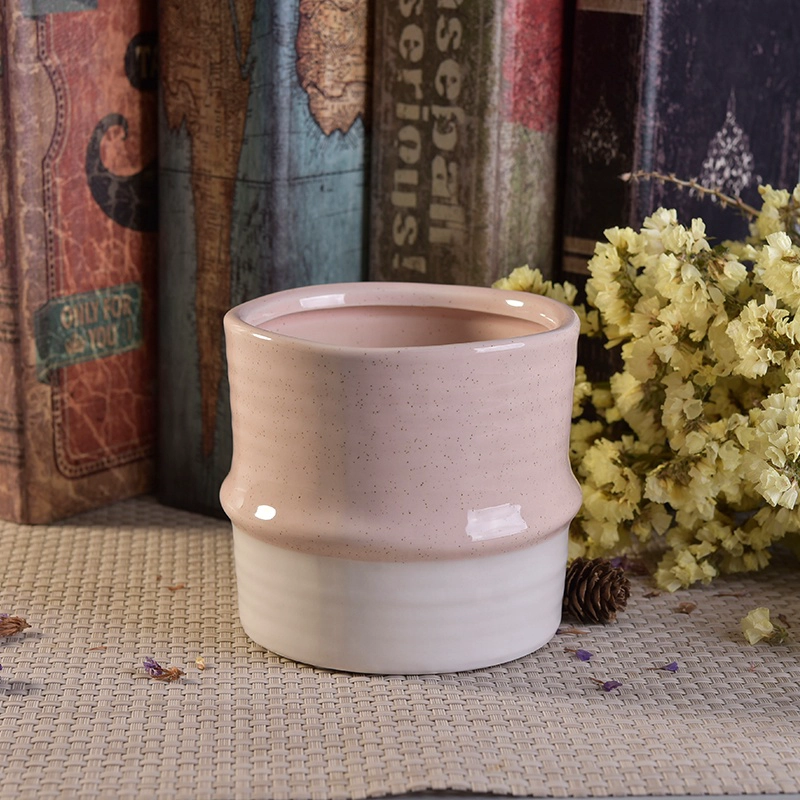 Fancy terrazzo ceramic candle jars for home decoration