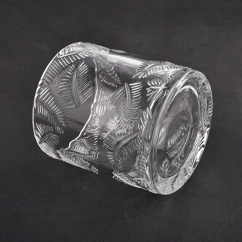 leaf pattern glass candle holders with lid