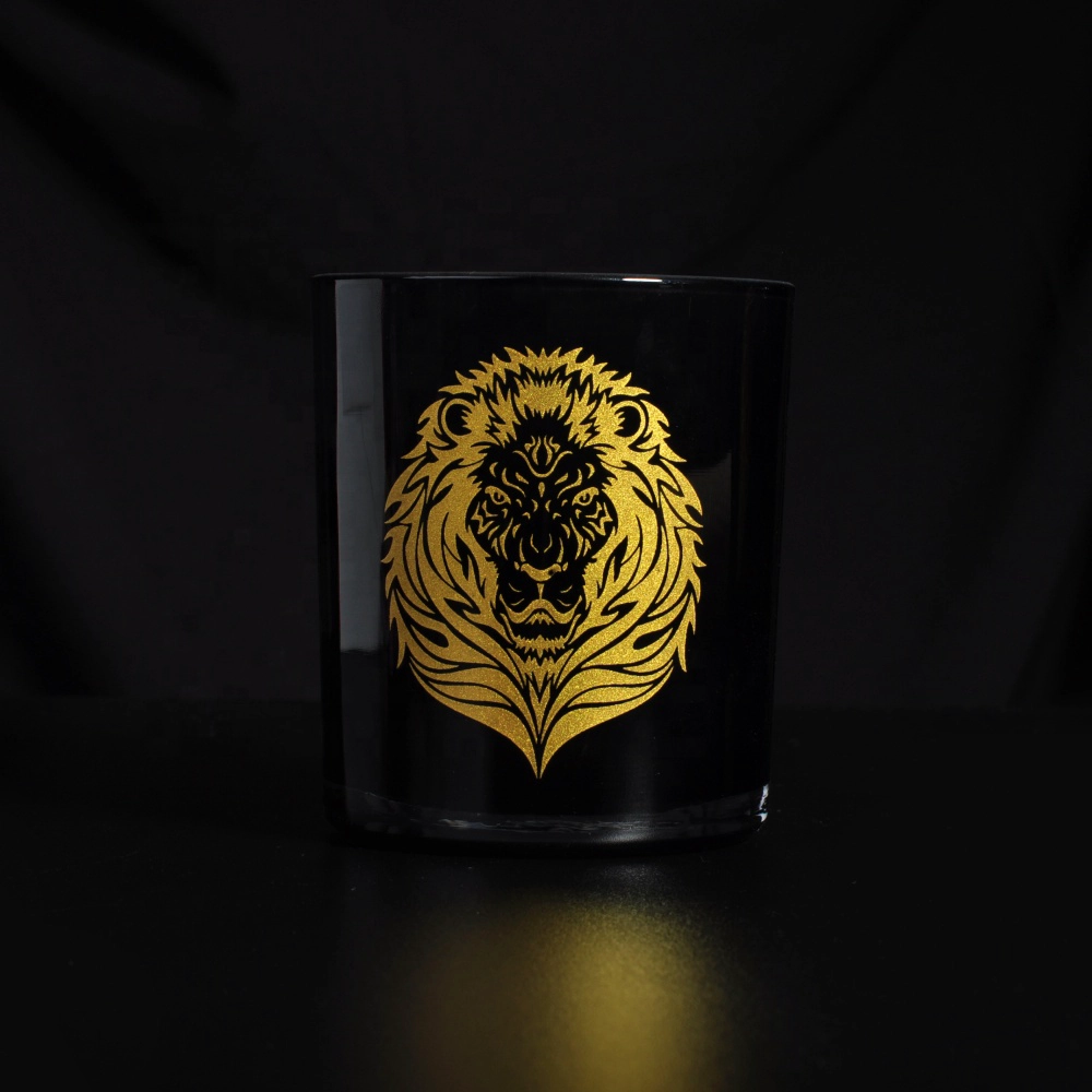 Wholesales customized black printed glass candle holder for home decor