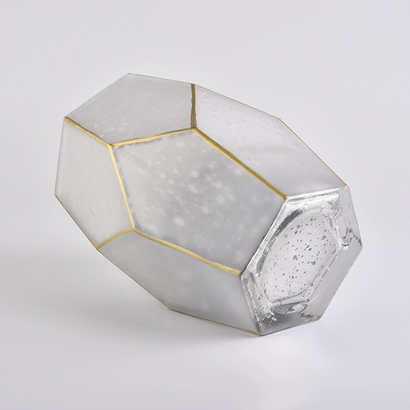pentagon metallic glass holders for candles