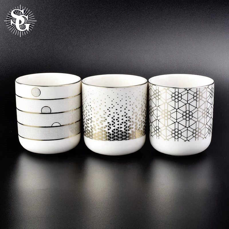 Sunny 400ml snow appearance pattern electroplating ceramic candle holders