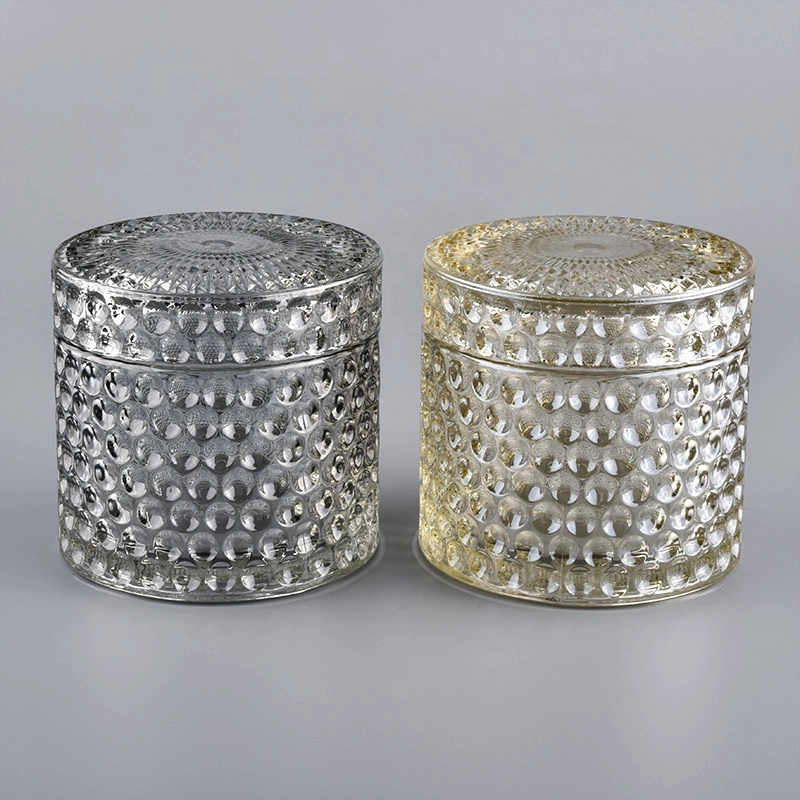 luxury geo cut candle jar glass with glass lids