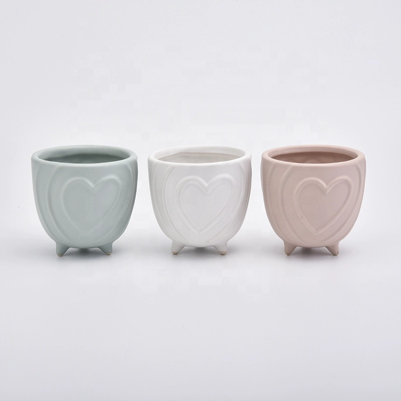 10oz Pink Heart Pattern Ceramic Candle Holders Votive Candlestick for Home Decor