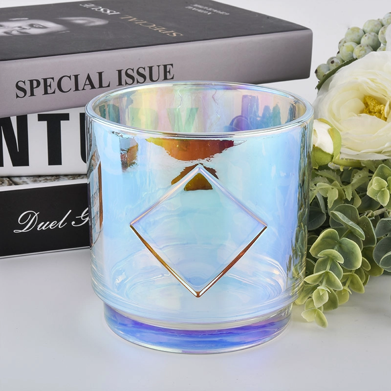 iridescence large glass candle holder