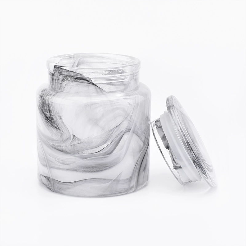 overlay glass bath accessories sets white and black glass jar with lid for bathroom