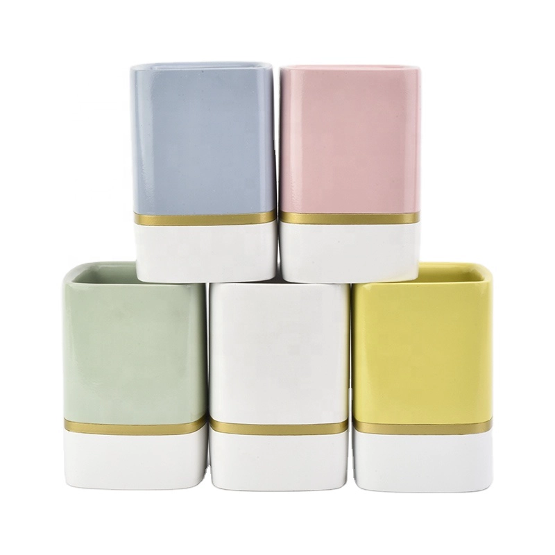 home decor green color concrete candle jars