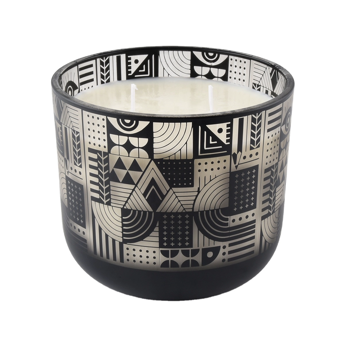Large round bottom glass candle jars with laser engraving pattern