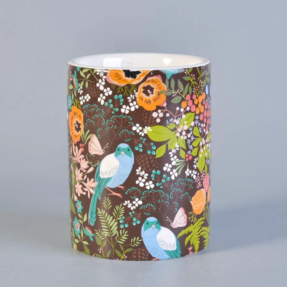 Sunny own design ceramic candle holder with decal printing