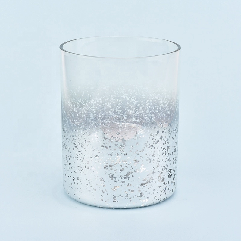 silver color glass candle vessels with mercury decorations