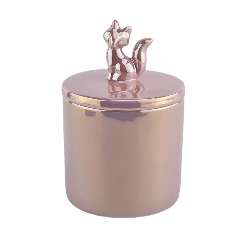 ceramic candle jar blue and gold with ceramic lid