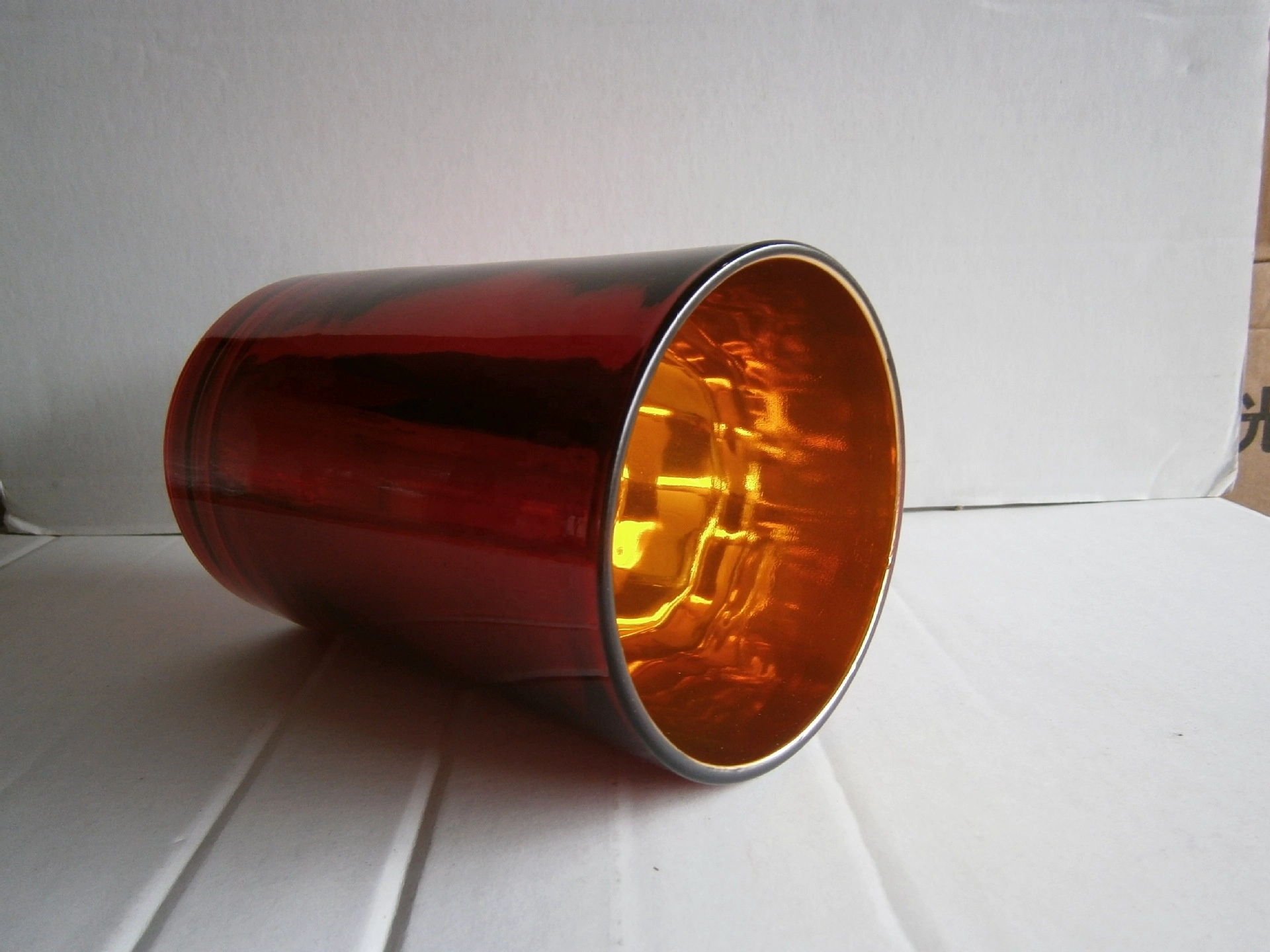 Large votive glass candle jar with electroplating color
