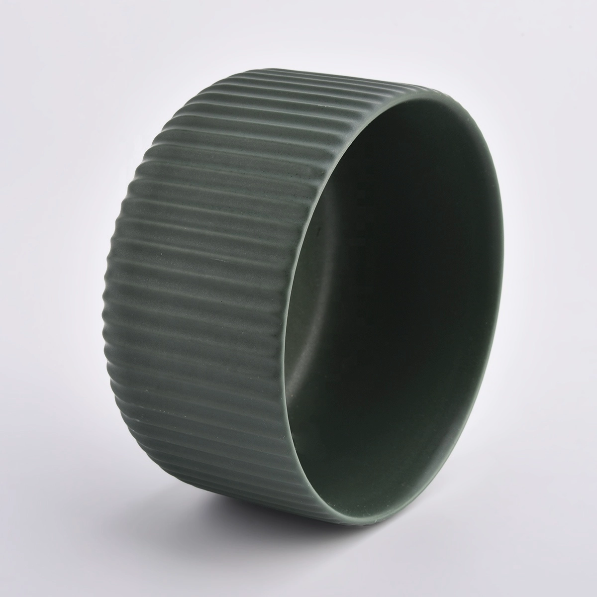 matte glazing color ceramic candle containers with strips design