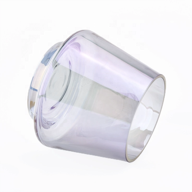 Wholesale crystal clear iridescent glass candle vessels
