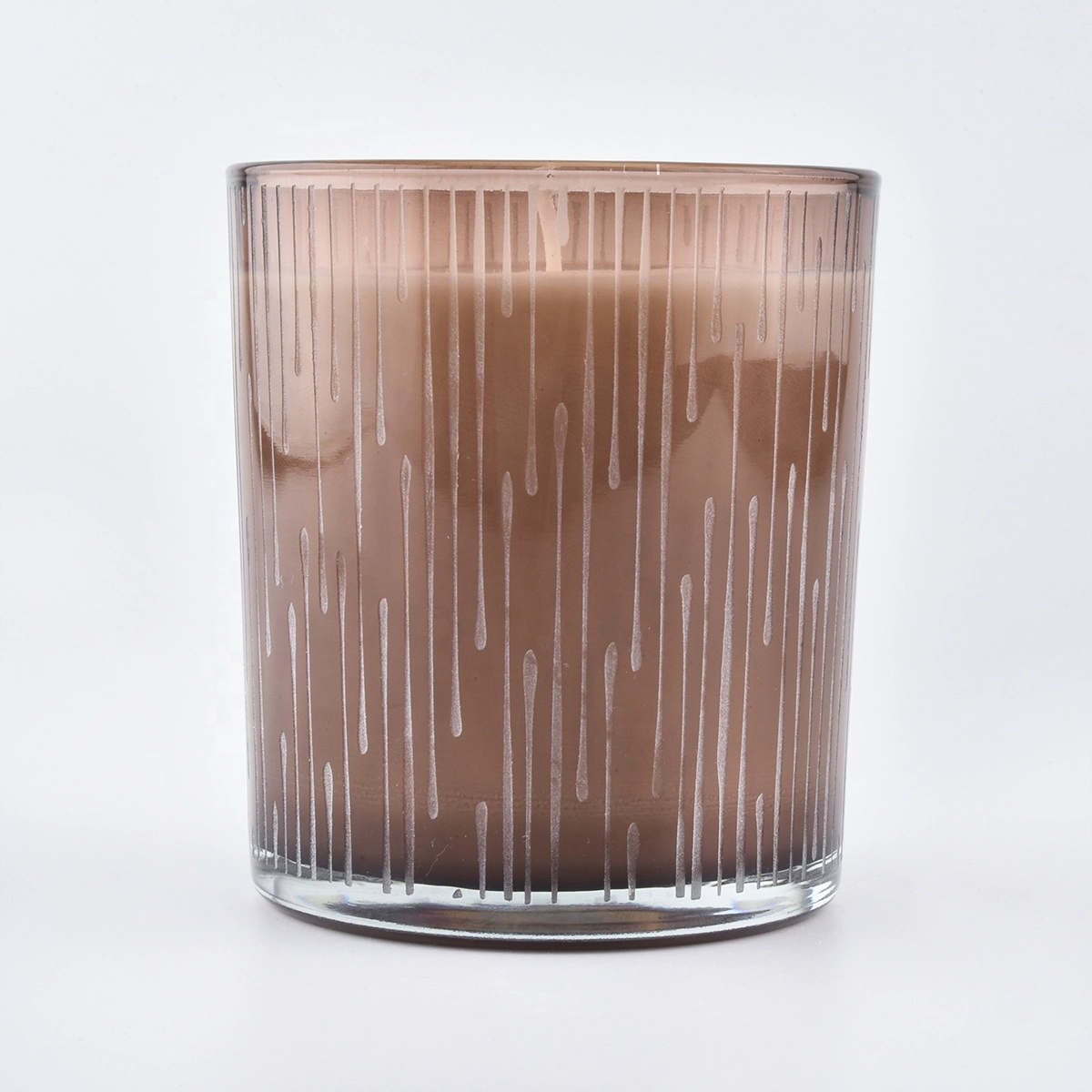Wholesale glass candle jars with sand surface