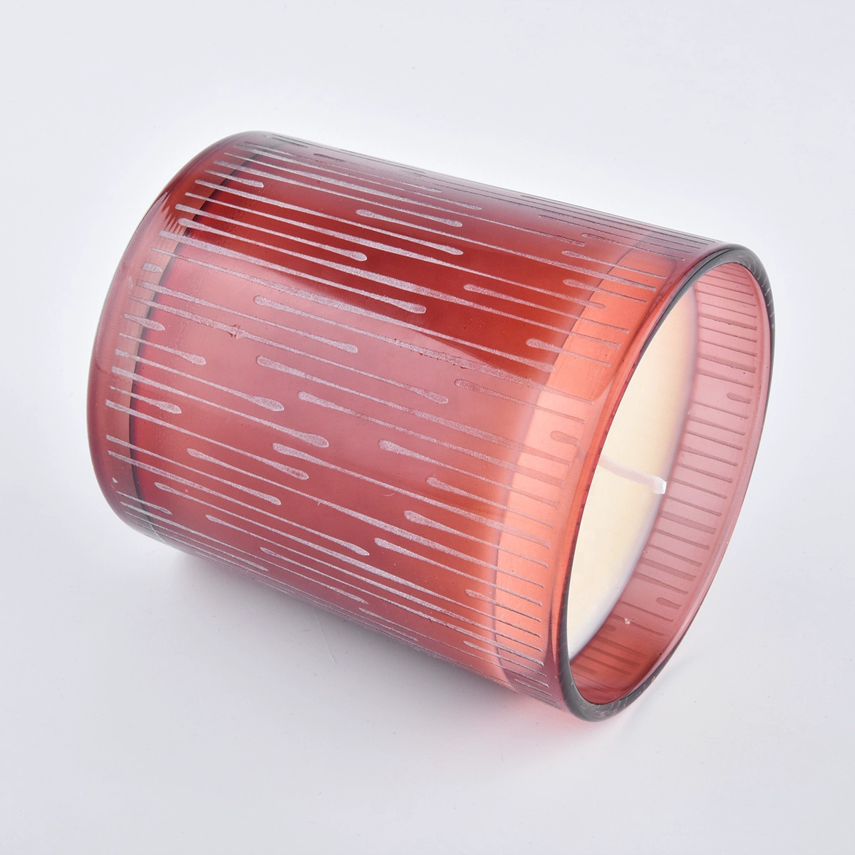 sanding glass candle jars with spraying color