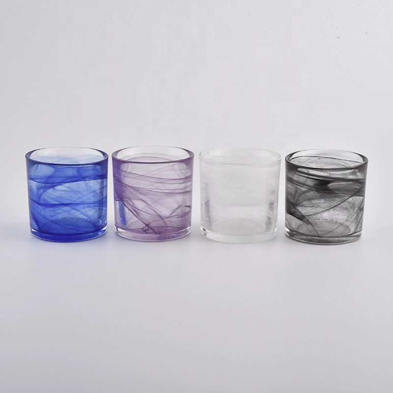 Blue color glass candle jars for home decoration