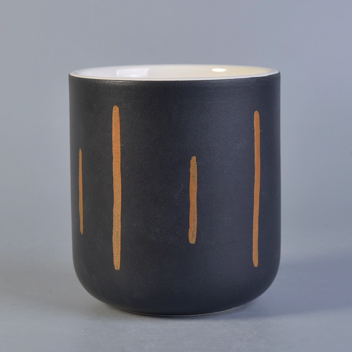 Suppliers custom black glazed cylinder ceramic candle holders 8oz 10oz 11oz