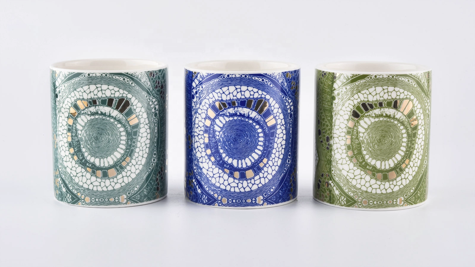 full decal printing ceramic candle jar for wholesale