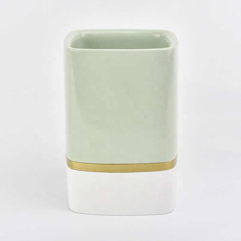 home decor green color concrete candle jars