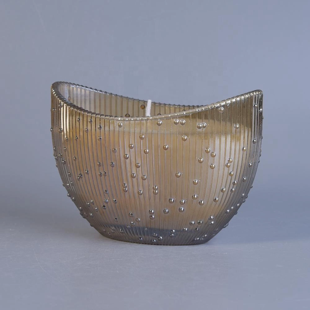 Sunny boat shape glass candle container with patent design
