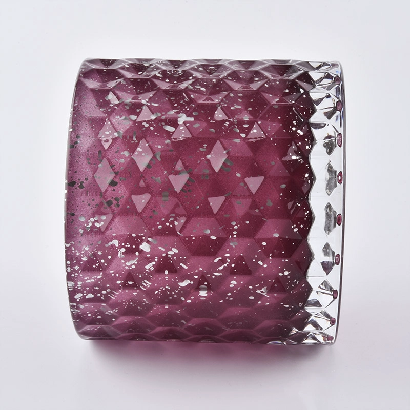 Diamond glass candle jar with lids for home fragrance