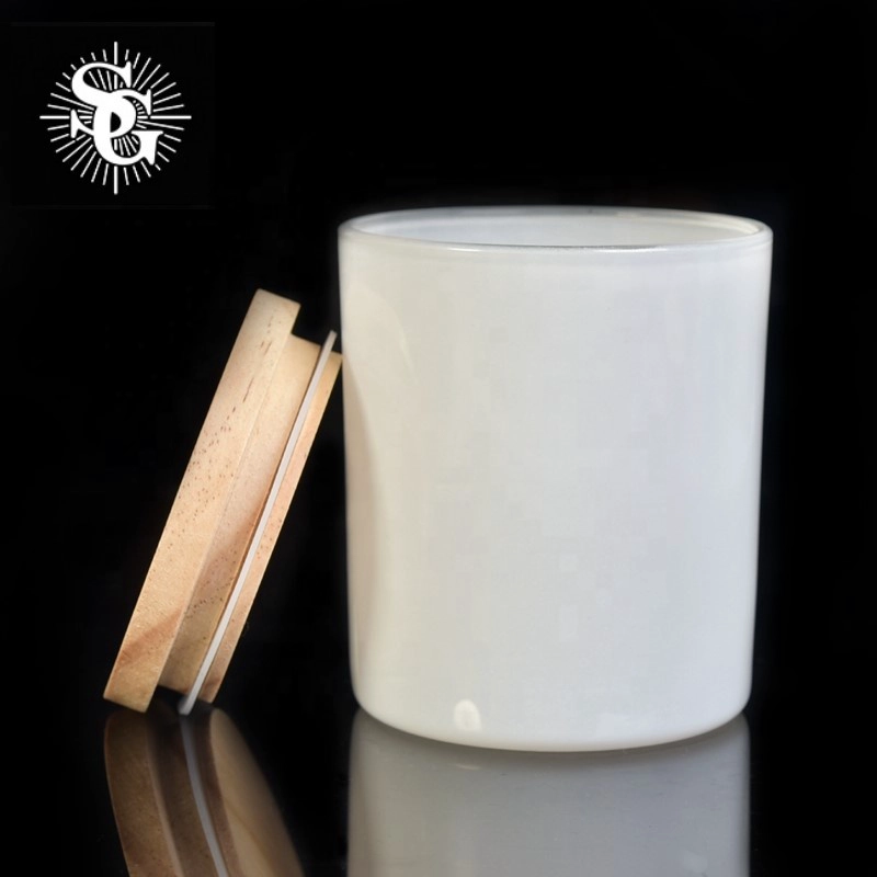 Sunny design black glass candle jar for making with wood lid