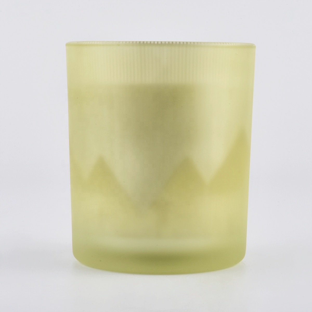 Frosted glass candle jars with spraying and electroplating color