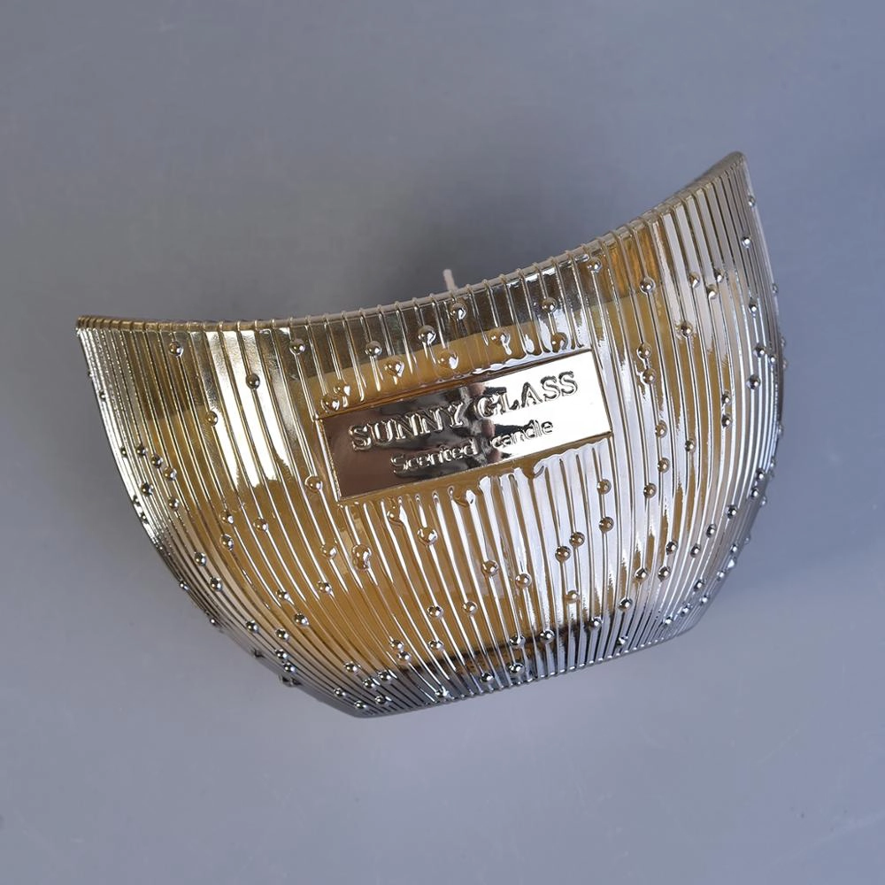Sunny boat shape glass candle container with patent design