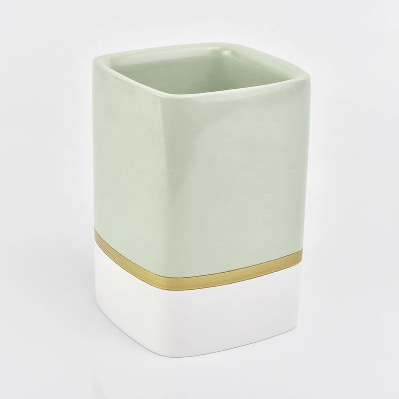 home decor green color concrete candle jars