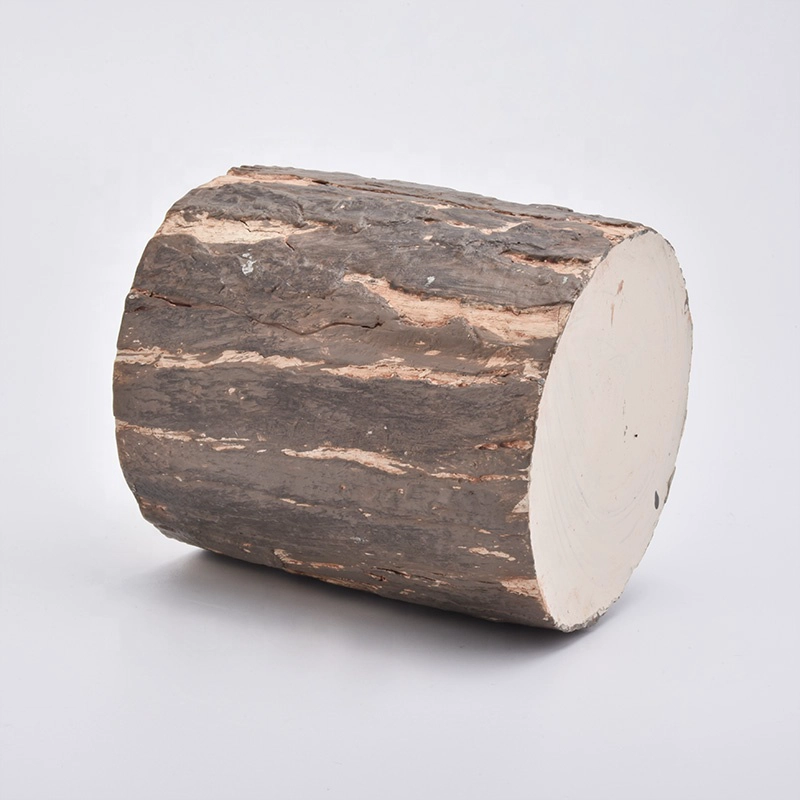 10oz brown wood pattern concrete candle holder for home decor