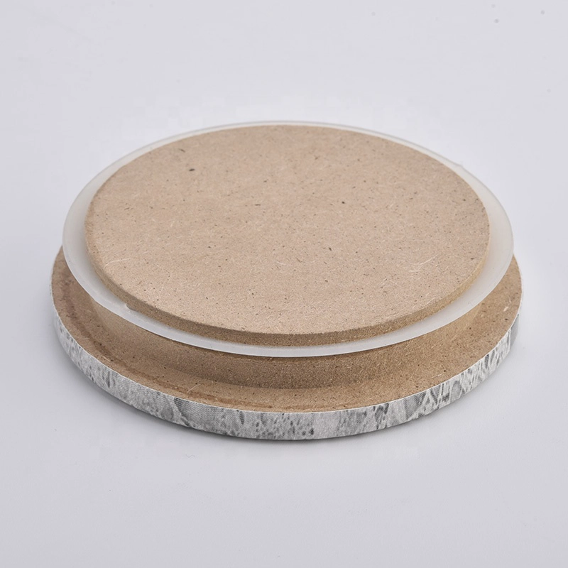 hot sales marble candle jar MDF wood lid