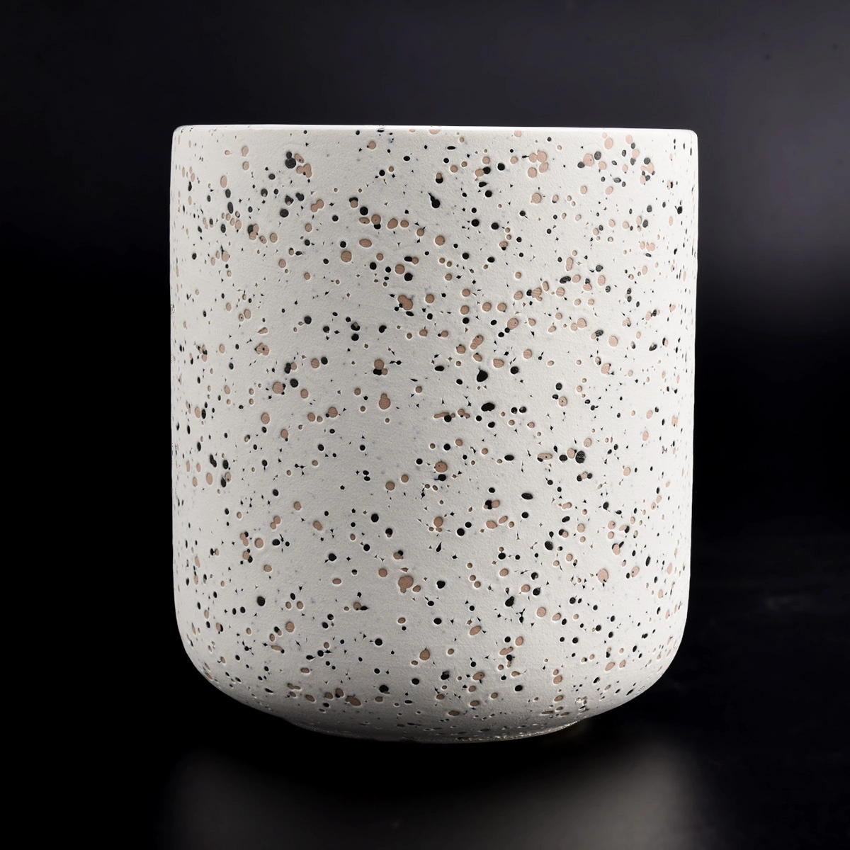 Round bottom 14oz ceramic candle jars with mix color dots