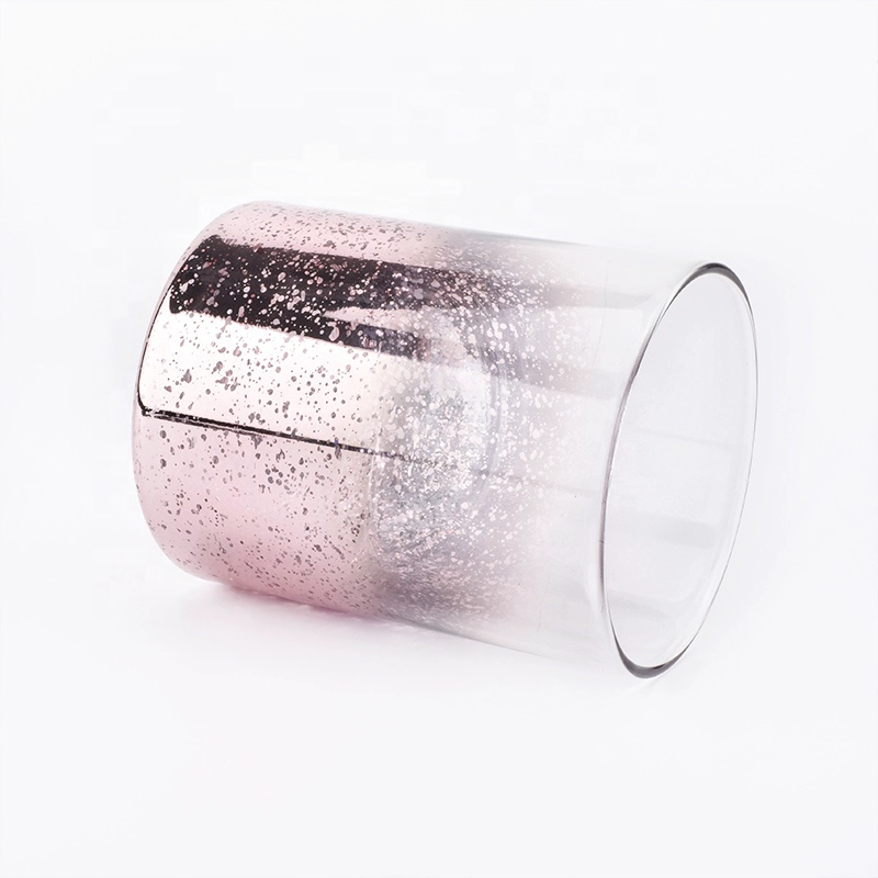glass candle vessels with spraying color and mercury decorations