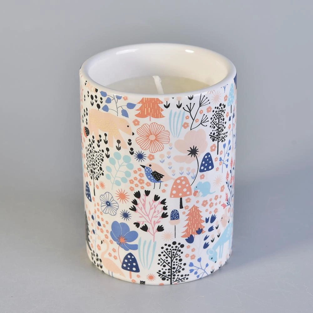 Sunny own design ceramic candle holder with decal printing