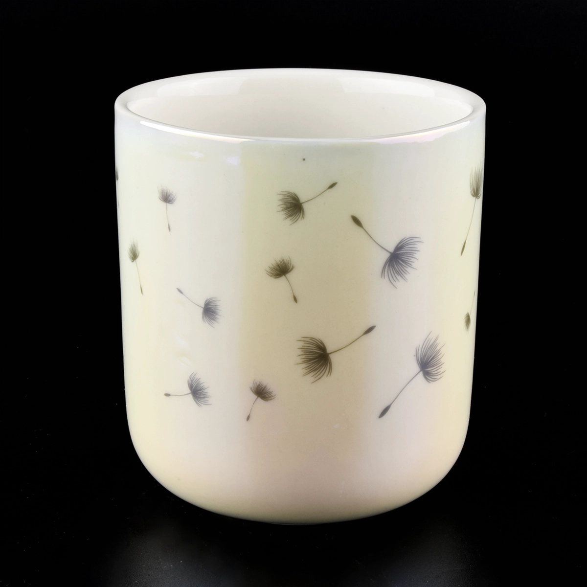 ceramic candle jar matte color with full decal printing